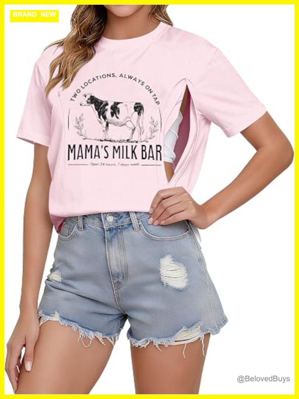 Double Zip Nursing Top Relaxed Fit Maternity Tee Breastfeeding Shirt